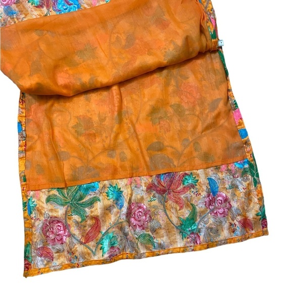 Beautiful Indian Orange Floral Embroidered Kurta - Picture 11 of 16